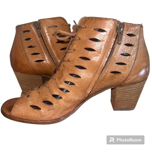 PAUL GREEN Bali Lace Up Cut Out 3" Block Heel Bootie Sandals Shoes 6.5 UK / 9 US - Picture 2 of 7